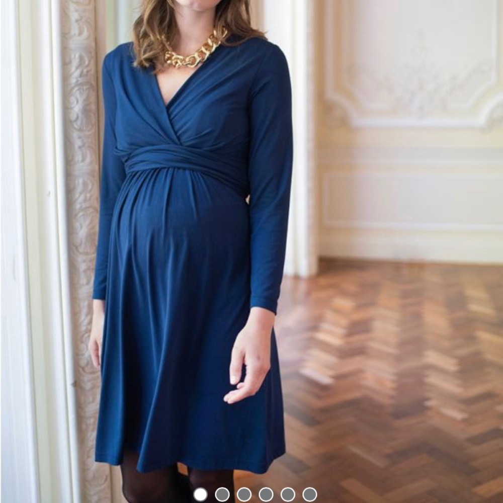 Seraphine Navy Jersey Maternity and Nursing Dress